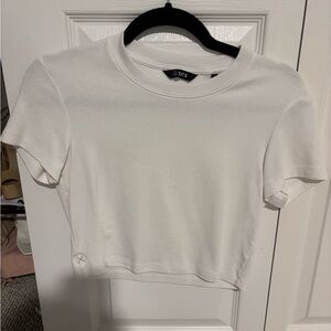 CUTS Cropped White Short Sleeve Tee